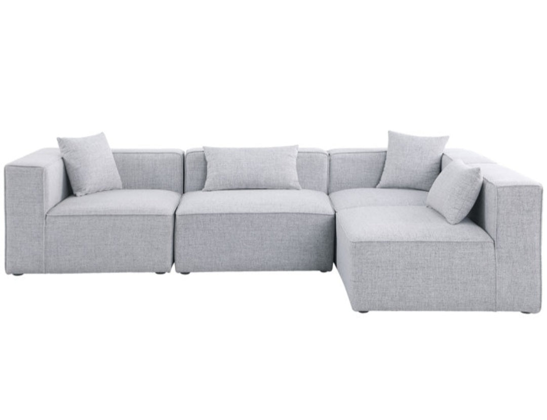 4 Piece Grey Linen Corner Sectional Sofa Couch Reversible New Comforta