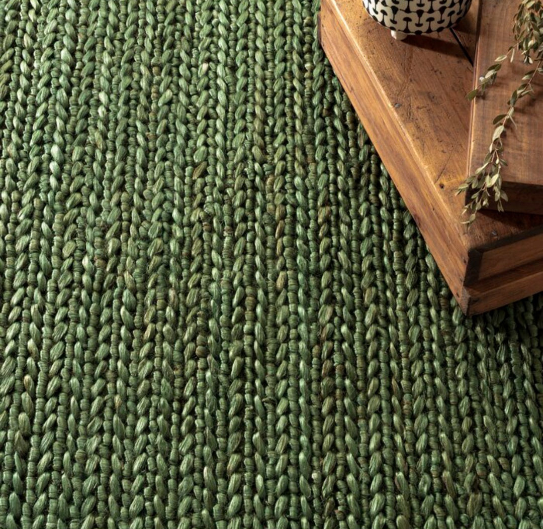 Hand Braided Evergreen Jute Area Accent Rug Brand New 9' x 12' Home De