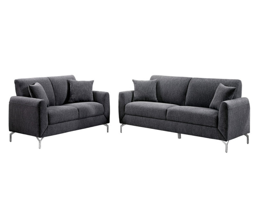 2 Piece Sofa Couch and Loveseat Living Room Set New Grey Modern Design