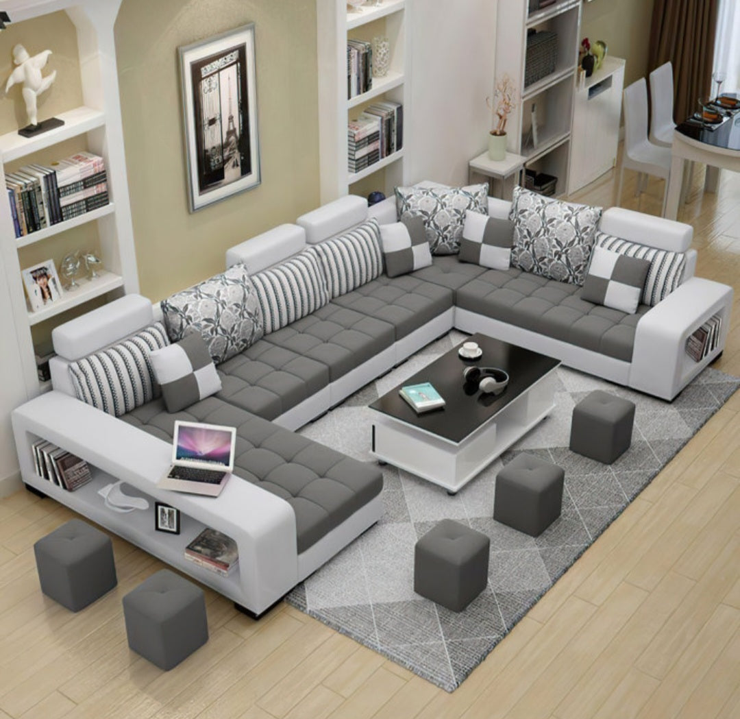 Modern 142" Modular Corner Sectional Sofa Couch With Ottoman and Chais