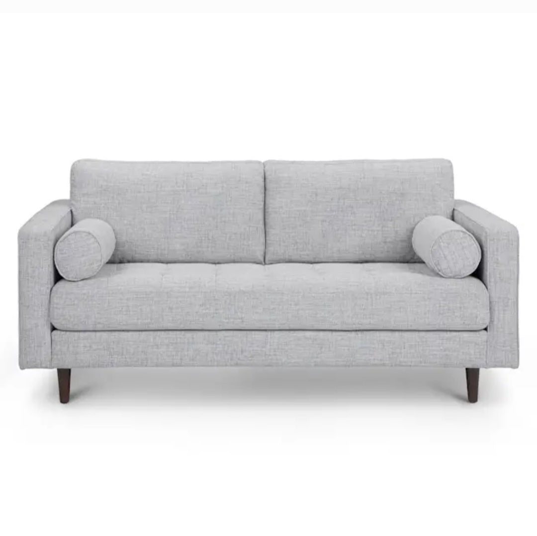 Mid Century Modern Tufted Grey Loveseat Sofa Couch 72" Retro New Assem