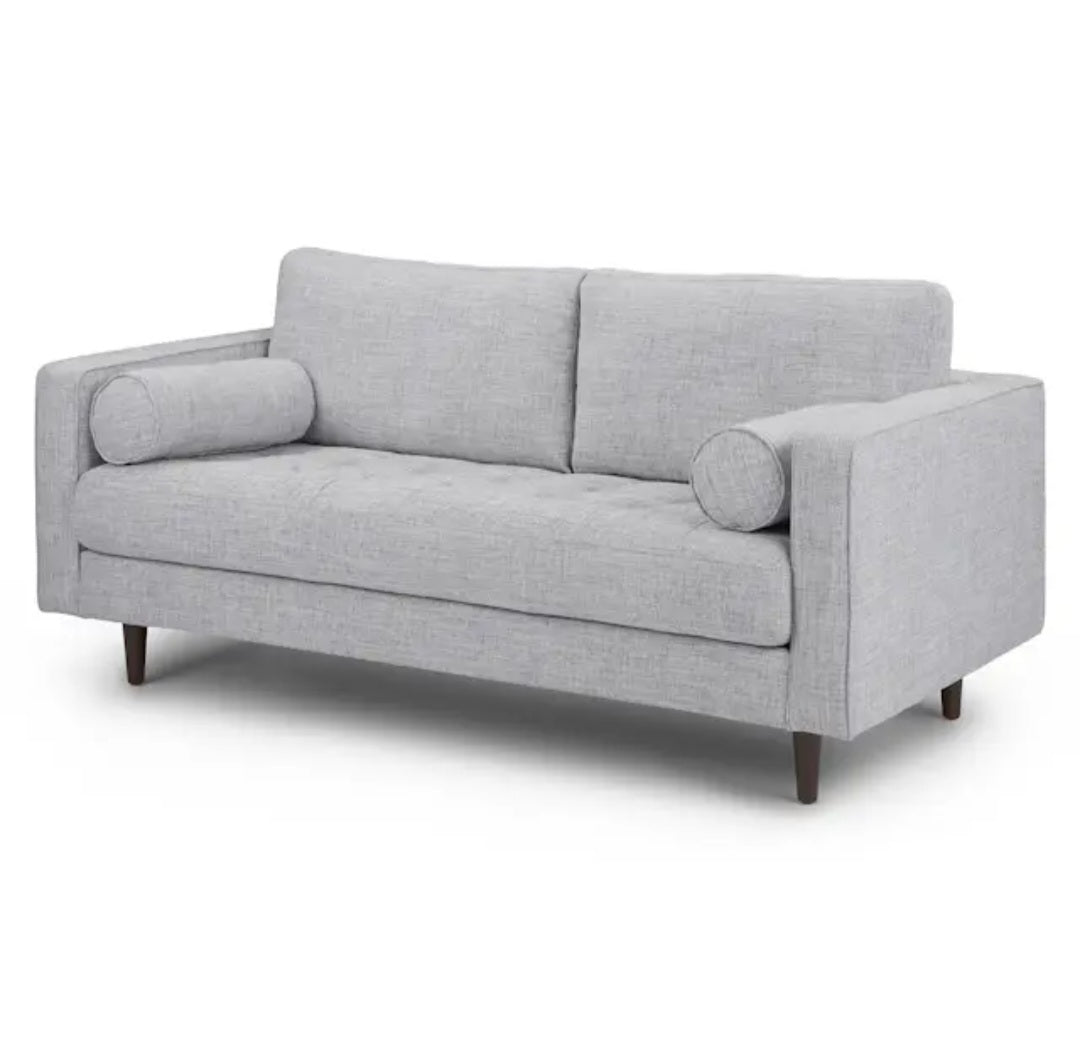 Mid Century Modern Tufted Grey Loveseat Sofa Couch 72" Retro New Assem