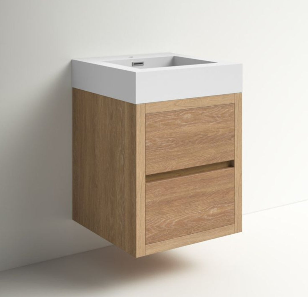 17.7'' Wall Mount Single Sink Bathroom Vanity with White Composite Top