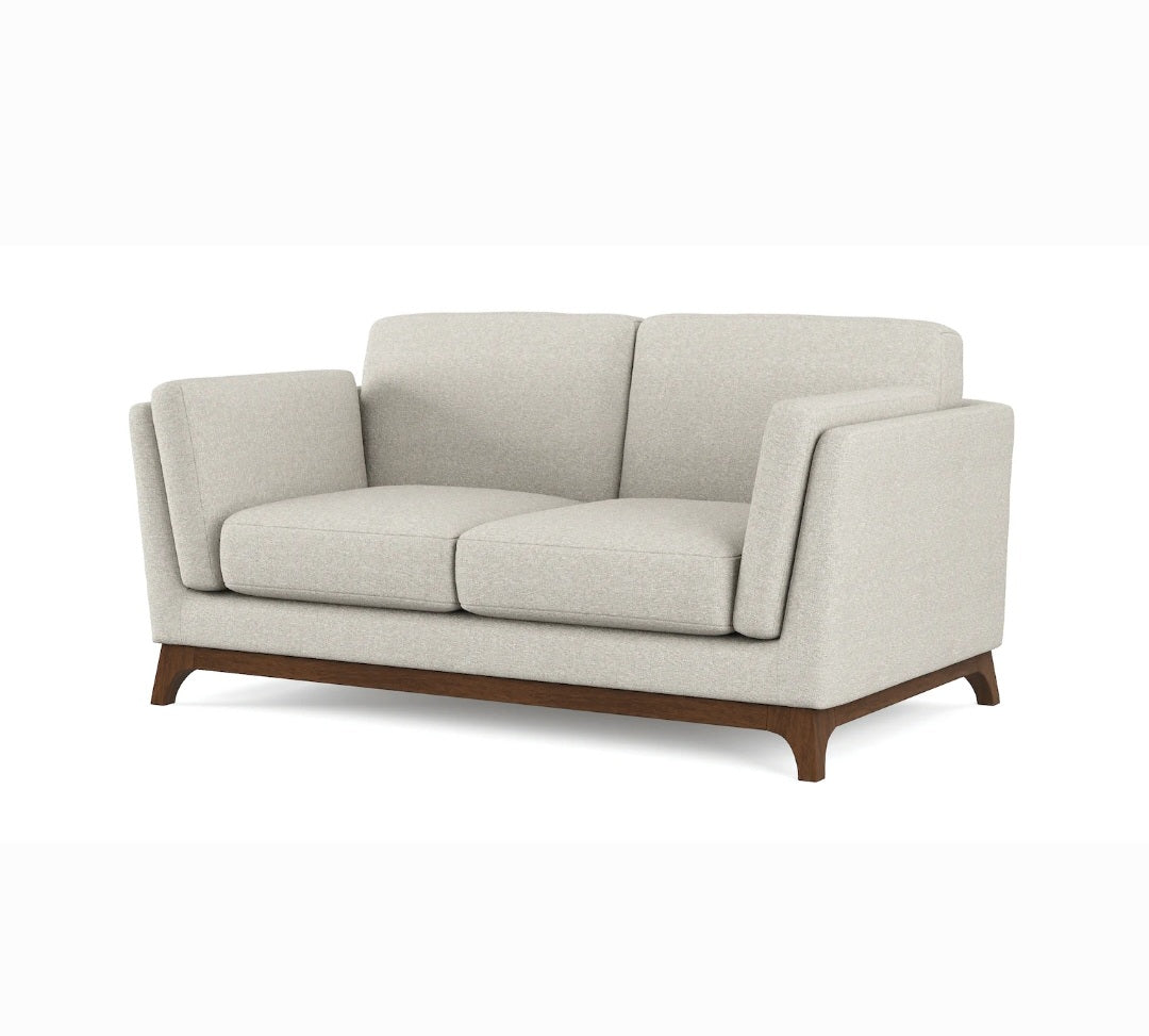 61" Designer Mid Century Modern Loveseat Sofa Couch Solid Wood Base Qu