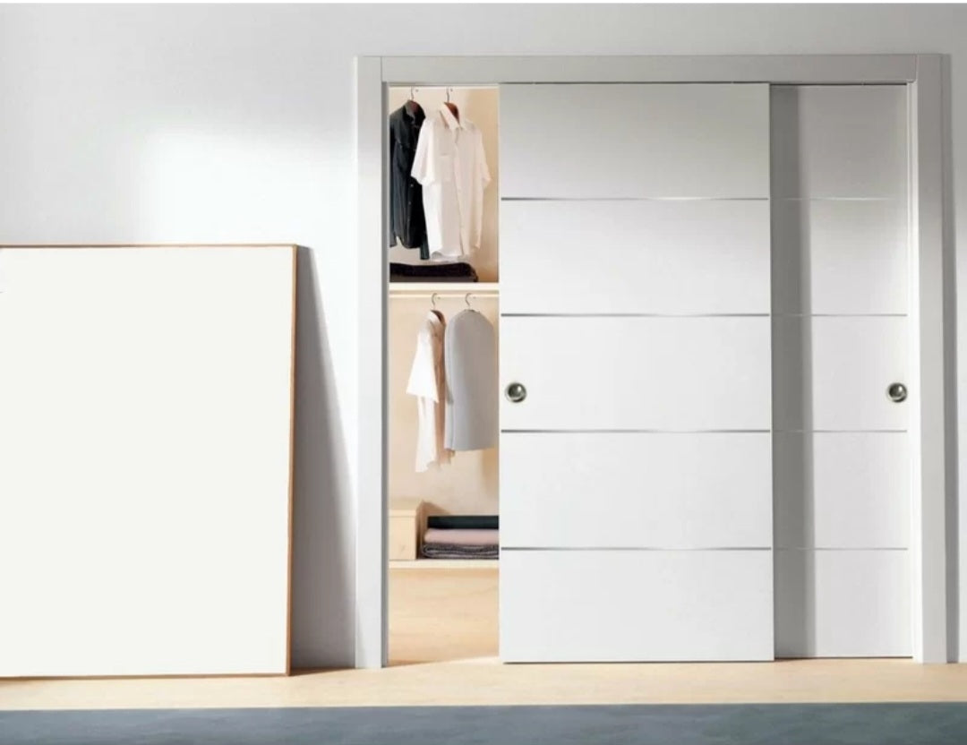 Sarto Double Sliding Closet Doors Modern Design White In Color Mounting  Hardware Brand New