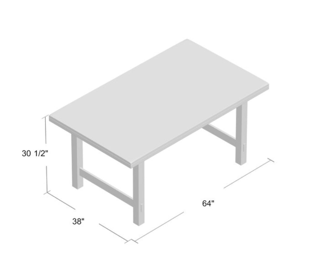64" Wooden Kitchen Dining Table Distressed Finish Solid Durable Rustic