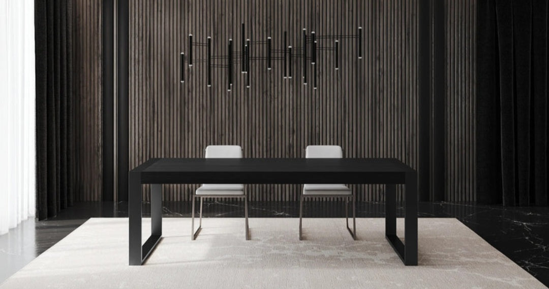 BModern Savant Designer Dining Table Black With Stainless Steel Legs