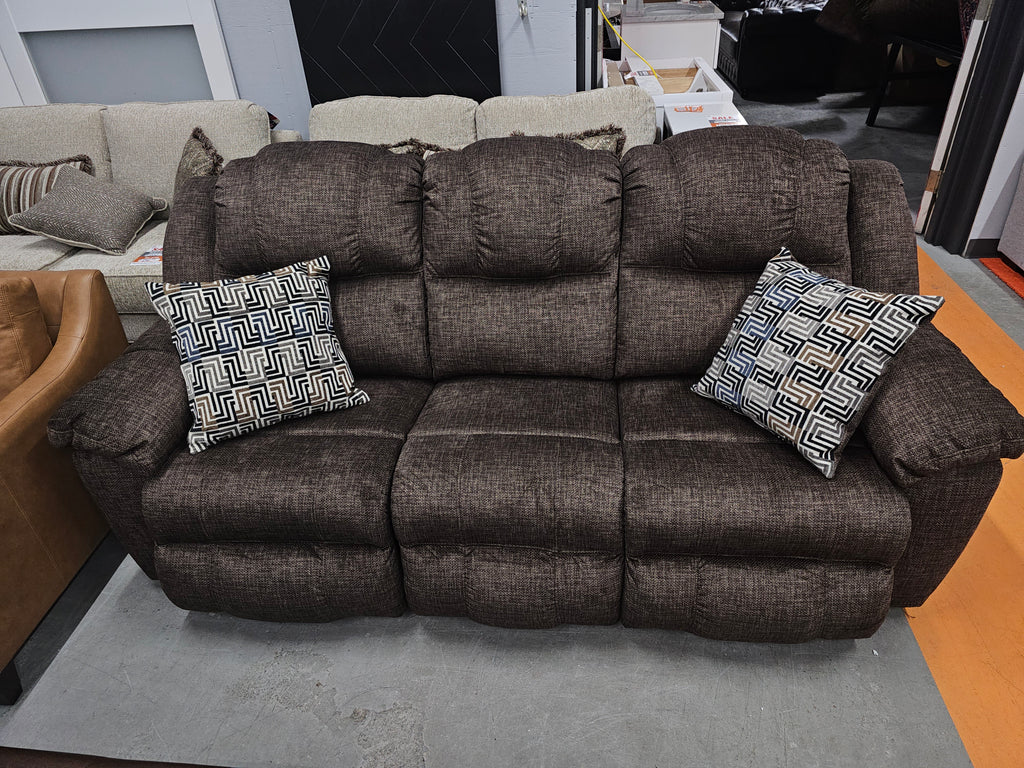 92" Sofa Couch Manual Recline New Durable Quality Comfort With Pillows Cocoa In Color Assembled