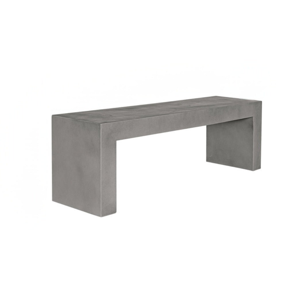55" Concrete Bench Seats 3 Solid and Durable Indoor Dining or Outdoor Patio Sleek Modern Design