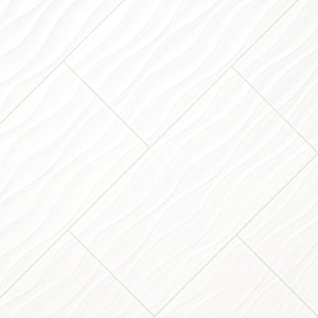 12" x 24" Tile Wavy Design Glossy Finish White Ceramic  Suitable for Wall or Floor Durable Beautiful 80 Sq Ft