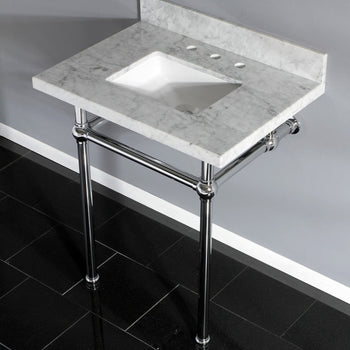 Kingston Brass 30" Carrera Marble Oval Console Bathroom Sink Vanity New In Box Chrome Finished Base