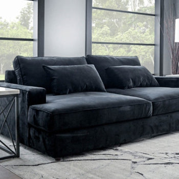 Modern Plush Velvet Sofa Couch 96" New Black In Color Comfortable Quality (Minor Shipping Scuffs)