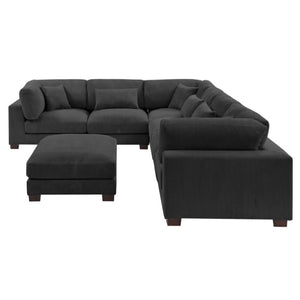 144" Dark Grey Corduroy Sofa Sectional Couch New Plush Comfortable Deep Seating Modern Contemporary
