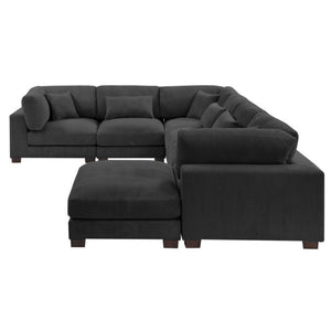 144" Dark Grey Corduroy Sofa Sectional Couch New Plush Comfortable Deep Seating Modern Contemporary