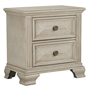 2 Drawer Wood Nightstand Weathered Distressed Finish NEW Rustic