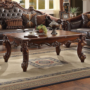 Beautiful Solid Coffee Cocktail Table Ornate Detailing New Durable Quality Furniture Cherry Oak Furniture Decor