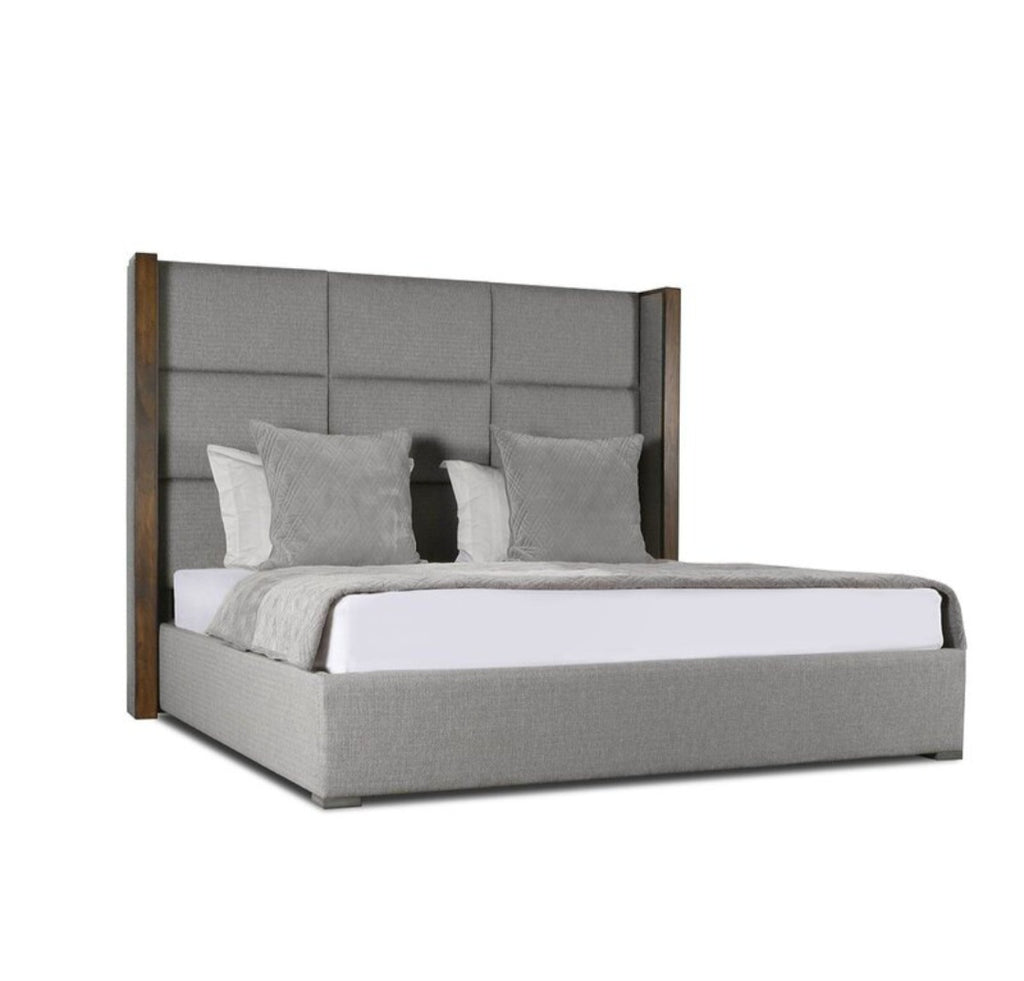 King Size Low Profile Bed Frame New In Box Grey High Performance Upholstery Quality Furniture