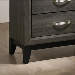 2 Drawer Nightstand End Table New Distressed Rustic Dark Grey Finish Ample Storage Bedroom Furniture