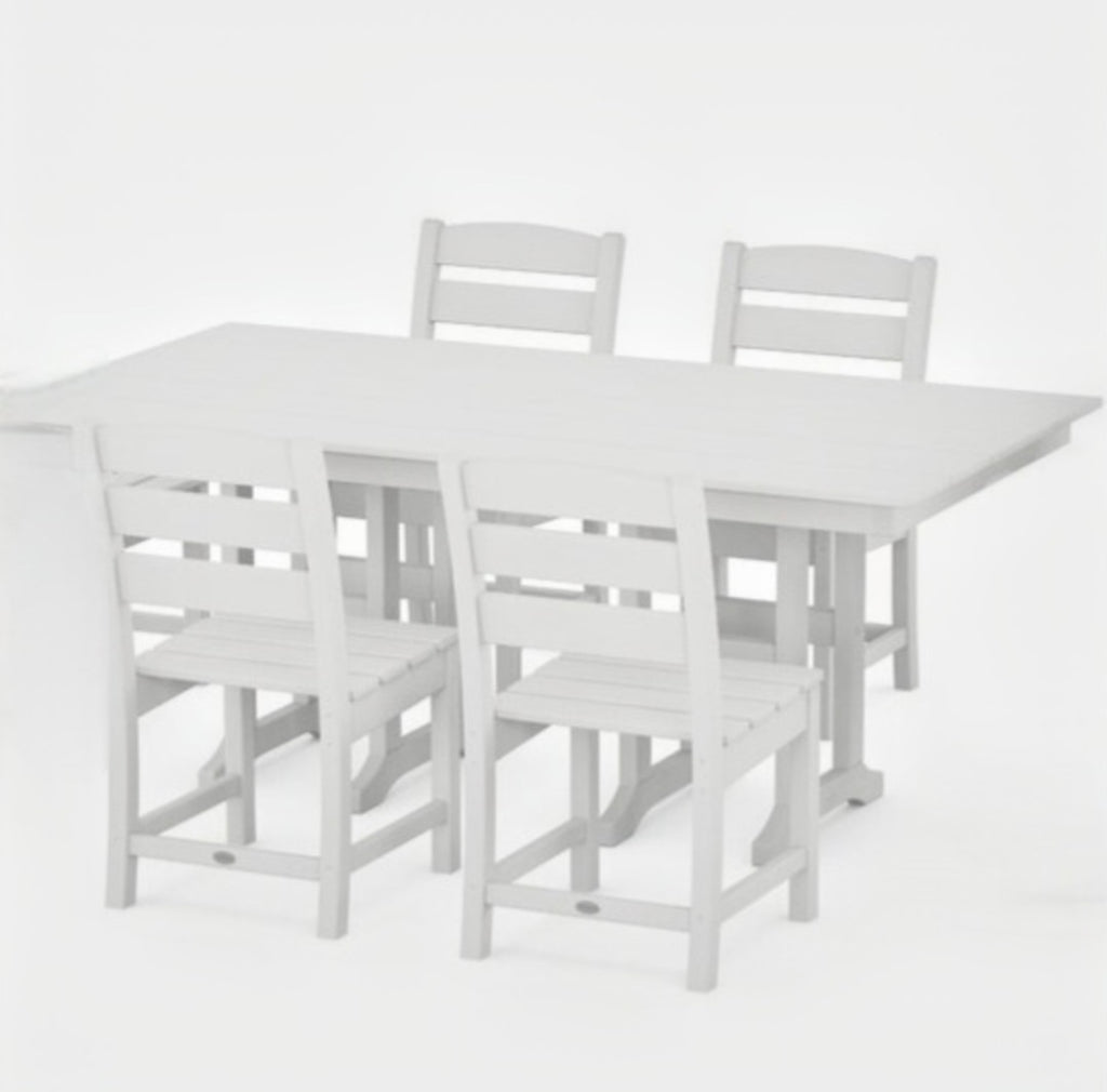 Polywood White Rectangular Dining Set Includes Table and 4 Chairs New Outdoor Patio Furniture Farmhouse