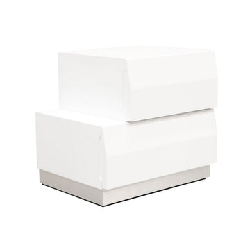 Designer Nightstand End Table New White In Color 2 Drawer Ample Storage Brand New In Box