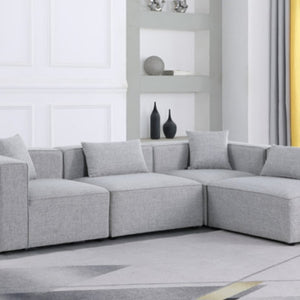 4 Piece Grey Linen Corner Sectional Chesterfield Reversible New Comfortable Durable Designer Quality