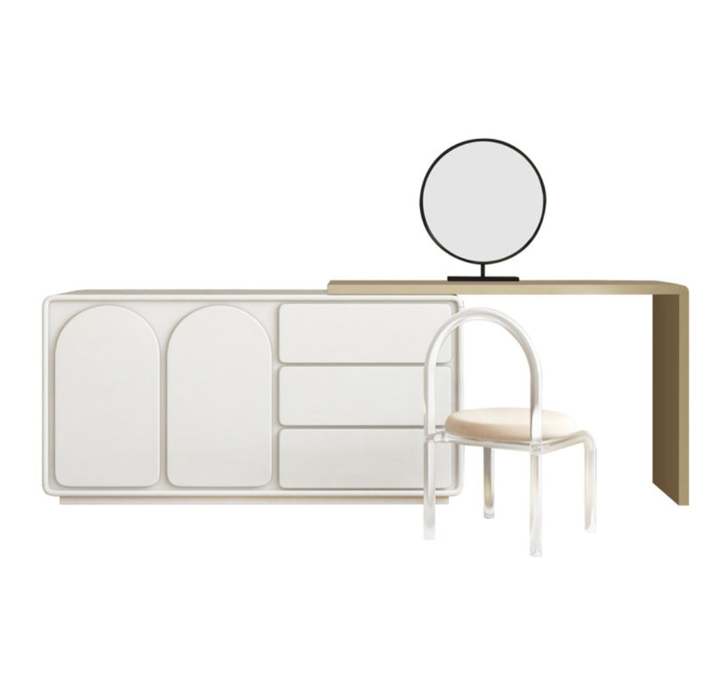 Makeup Bedroom Vanity Dresser Retractable Desk Cream In Color New In Box Quality Furniture