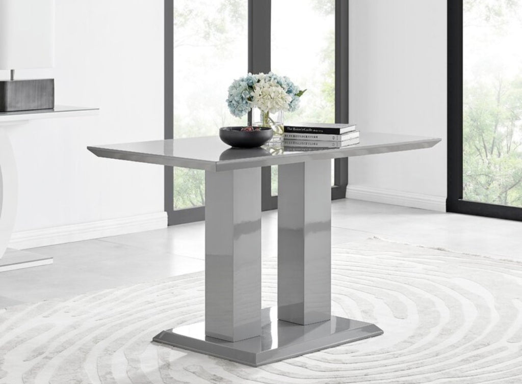 47" Pillar Dining Kitchen Table Grey Finish Modern Contemporary Brand New In Box High Gloss