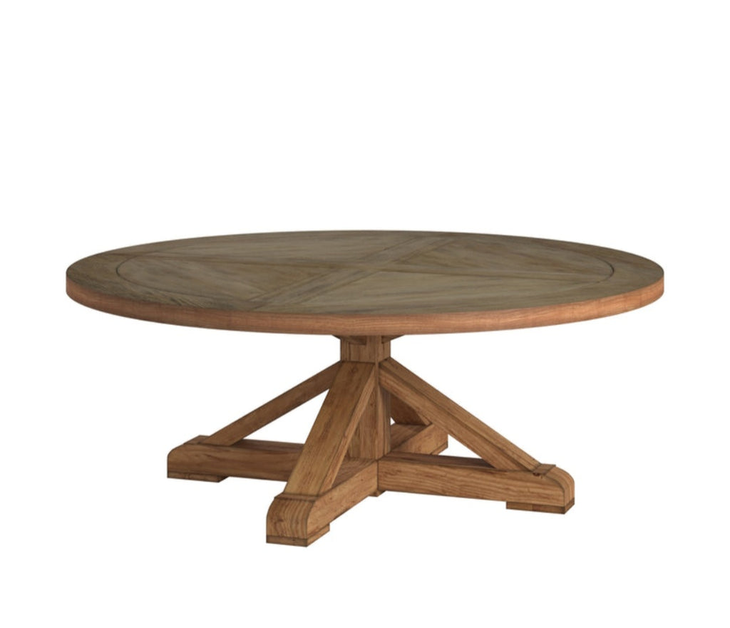 Rustic Pine Cocktail Coffee Table 48" Round Pedestal Base New In Box Solid and Durable Quality Wood Furniture