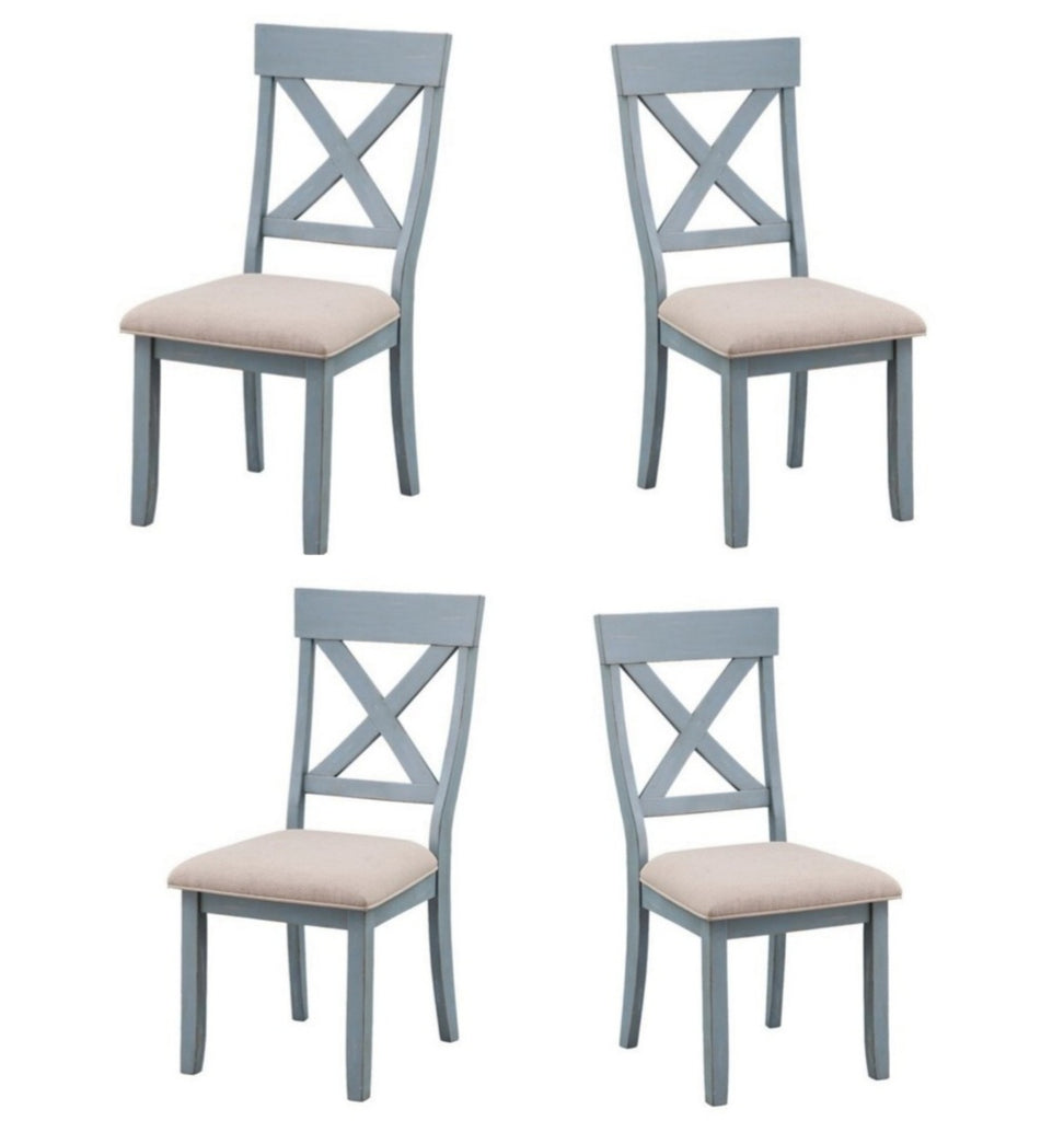 Upholstered Dining Chair Set of 4 Brand New In Box Grey Teal In Color Solid Wood Construction