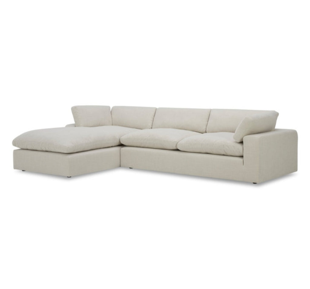 133" Sofa Sectional Couch With Chaise Down Fill Cushions New Comfortable Beige W/ Pillows Quality Furniture