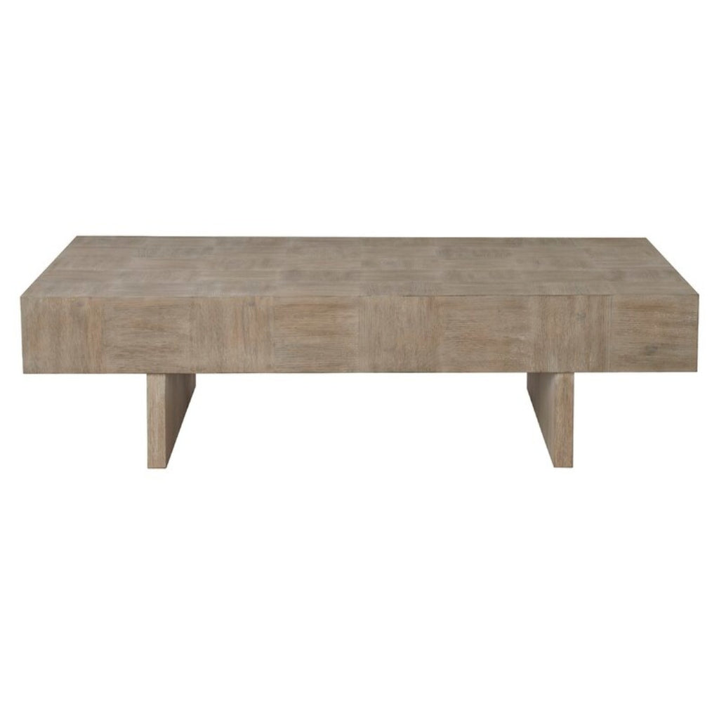 Bernhardt 60" Sandblasted Oak Finish Wood Living Room Cocktail / Coffee Table New Designer Quality Furniture