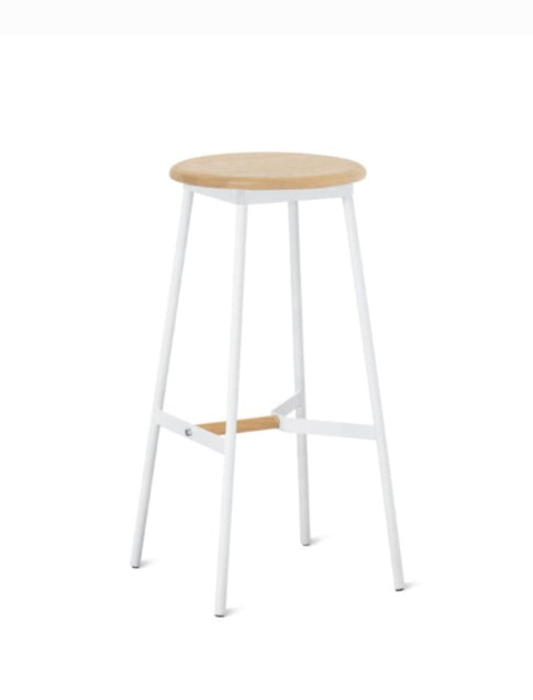 Moe's Designer 29.5"  Modern Bar Stool Iron and Oak Wood White / Natural Finish New In Box Durable Quality