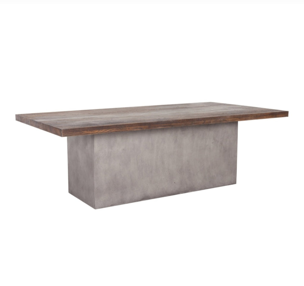 Moe's Designer 94.5" Solid Oak and Concrete Finish Dining Kitchen Meeting Table New In Box Beautiful