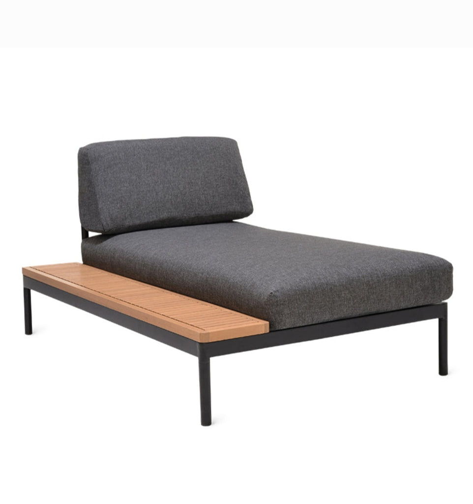 Moe's Designer Resort Patio Chaise Daybed Lounger With Solid Wood Side Table Olefin Cushions New In Box