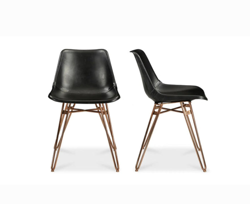 Moe's Designer Omni Dining Chair Black (Set of 2) Retro Design Iron & Leather Construction Modern Quality