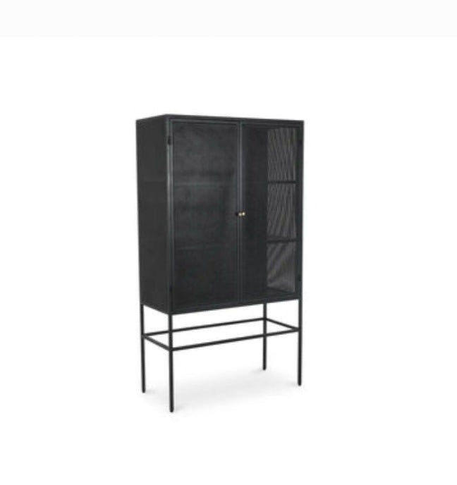 Moe's Designer 71" Isandros Storage Cabinet Shelving Unit Black Iron / Brass Finish Durable New In Box Industrial