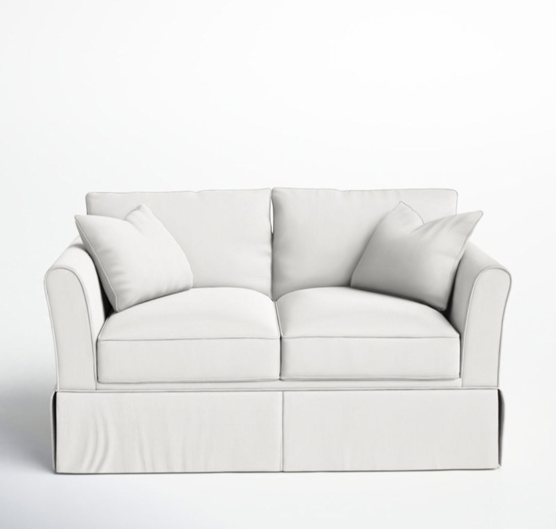 Klaussner Bleach White Cotton Slipcovered 63" Loveseat Sofa Couch Ches