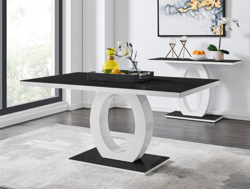 63" Dining Kitchen Table White & Black Finish Modern Contemporary Brand New In Box High Gloss