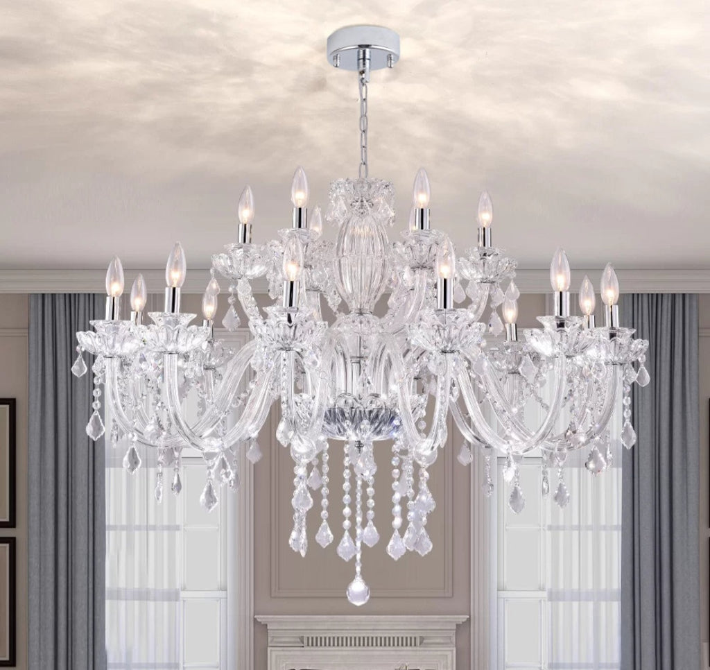 Designer 18 Light Glass Crystal Dimmable Classic Traditional Chandelier New Elegant Design Adjustable Home Decor Lighting