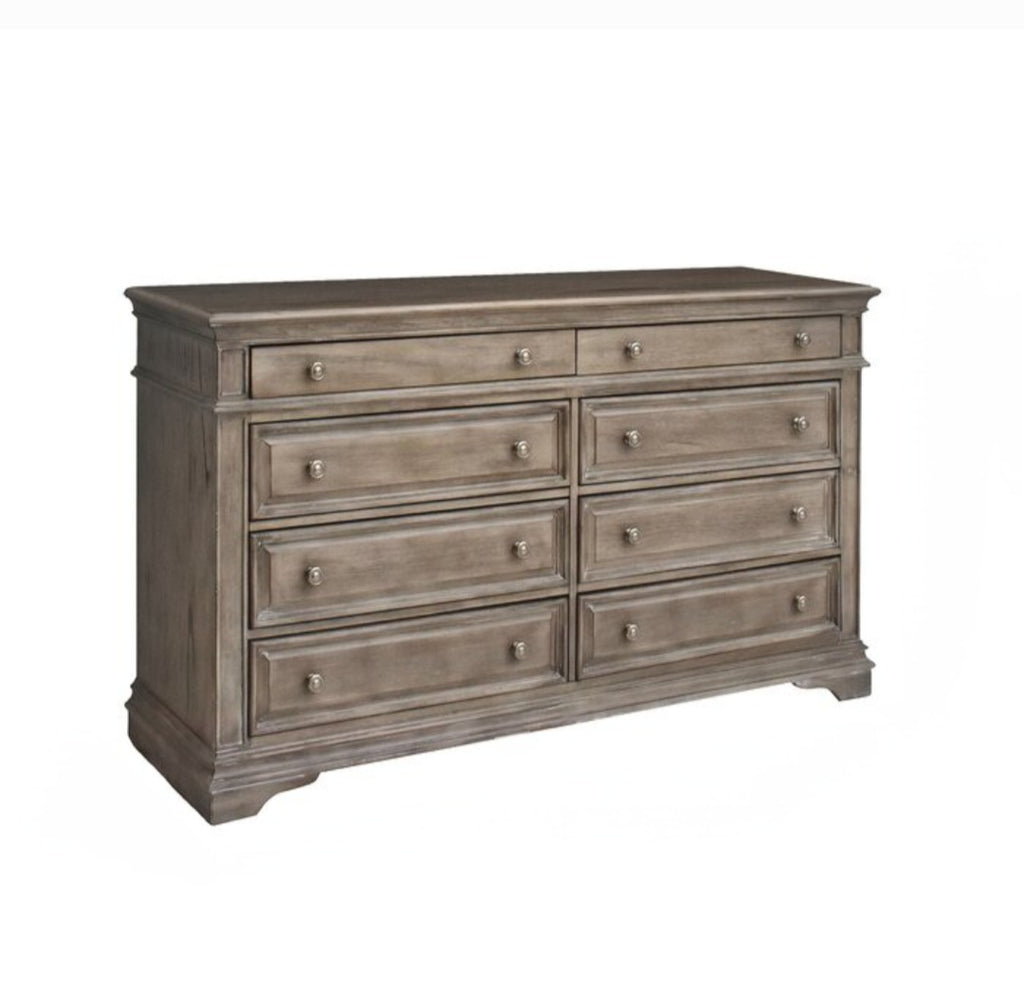 66" Double Bedroom Dresser Chest New In Box 8 Drawer Solid and Durable Rustic Driftwood Storage