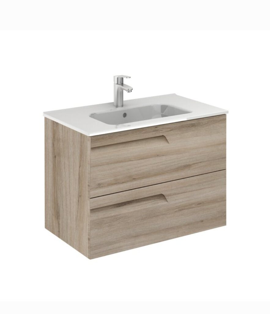 32" Floating Wall Mount Single Sink Bathroom Vanity Set Beige Finish Modern Design New