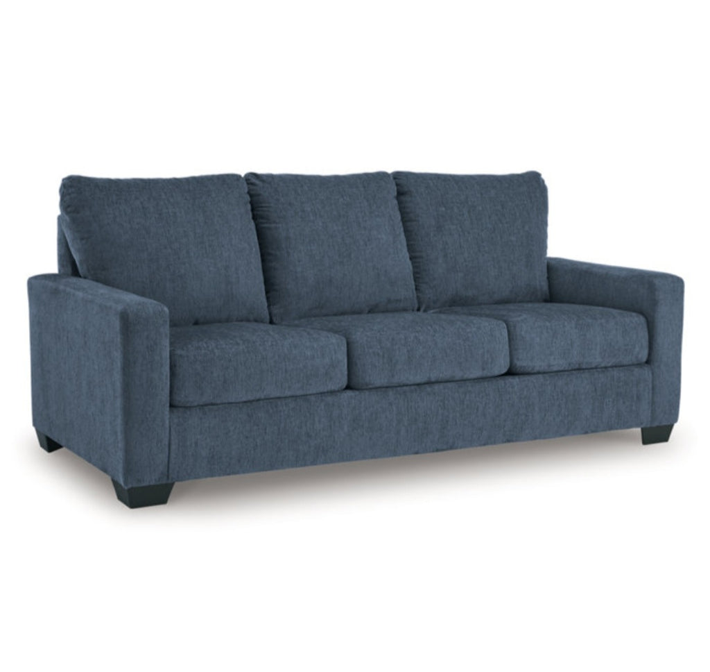 85" Square Arm Sofa Bed Couch New Queen Sleeper Bed With Mattress Hidabed Navy In Color Comfortable Quality