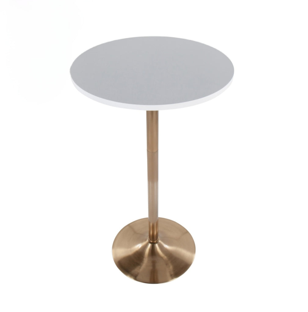 Lumisource Adjustable 27" Bistro Bar Table New In Box White / Gold Indoor Modern Contemporary White / Gold Finish