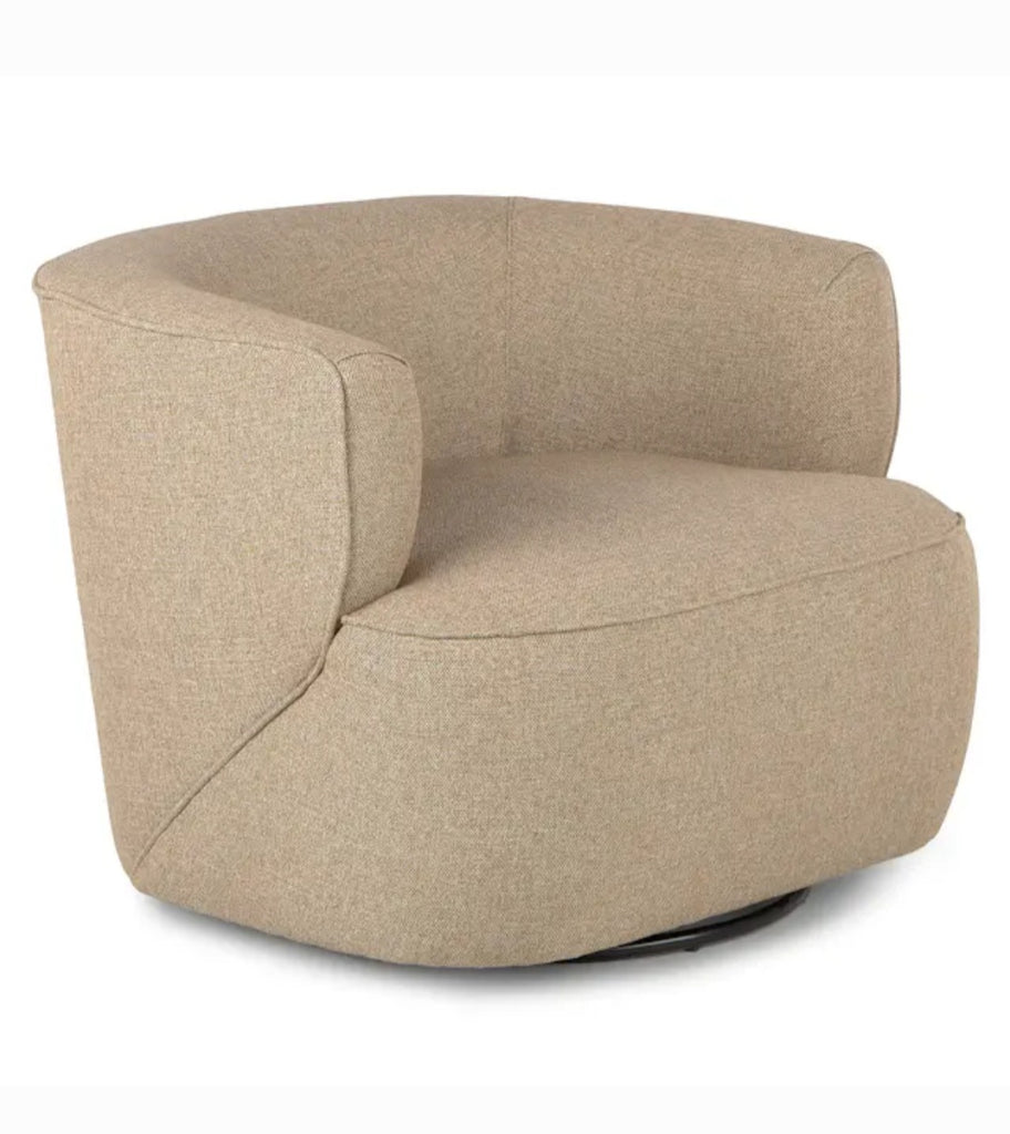 Mid Century Modern Swivel Barrel Accent Chair Brand New Tweed Comfortable Designer Living Room Furniture