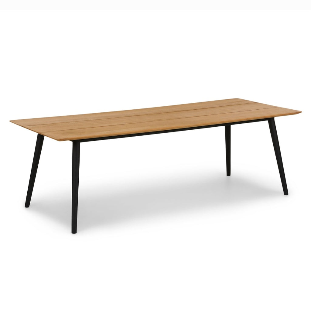 94.5" Patio Dining Table Solid Teak and Aluminum Mid Century Modern Durable Quality Designer Seats 8