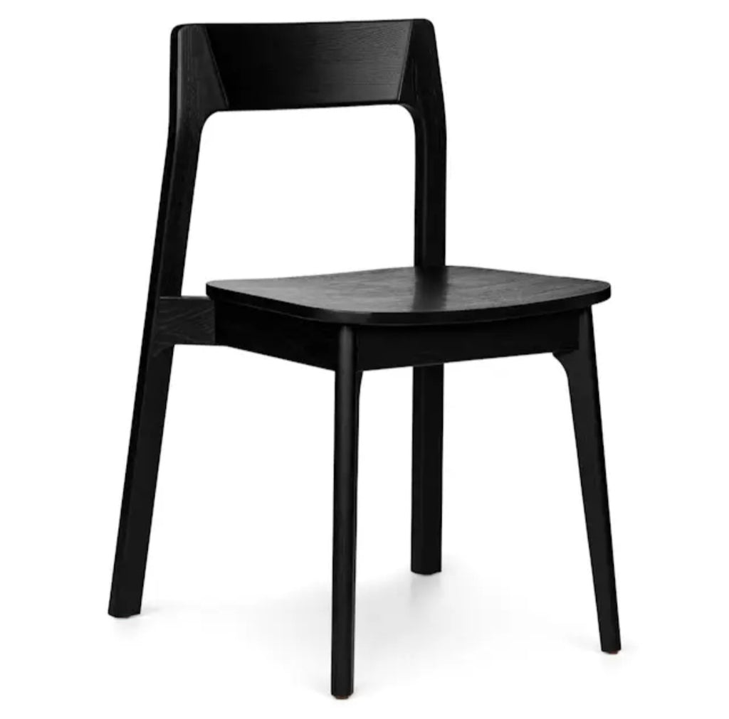 Set Of 2 Black Oak Dining Kitchen Chair New Assembled Home Furniture Mid Century Modern Stackable