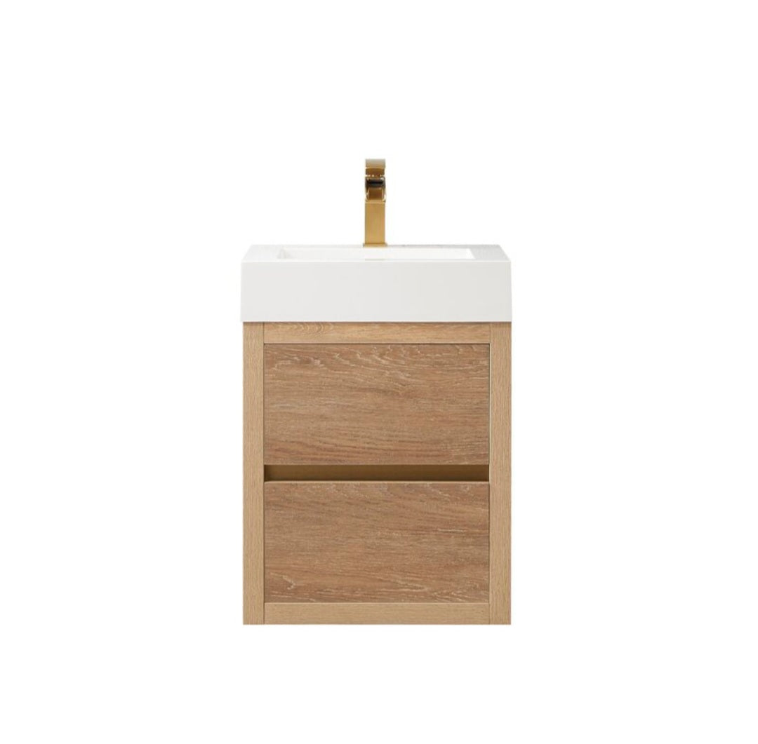 17.7'' Wall Mount Single Sink Bathroom Vanity with White Composite Top