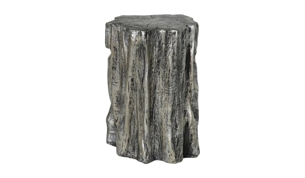 Moe's Designer 19.5" Tree Trunk Stool Side Table Antique Metallic Silver New Modern Quality