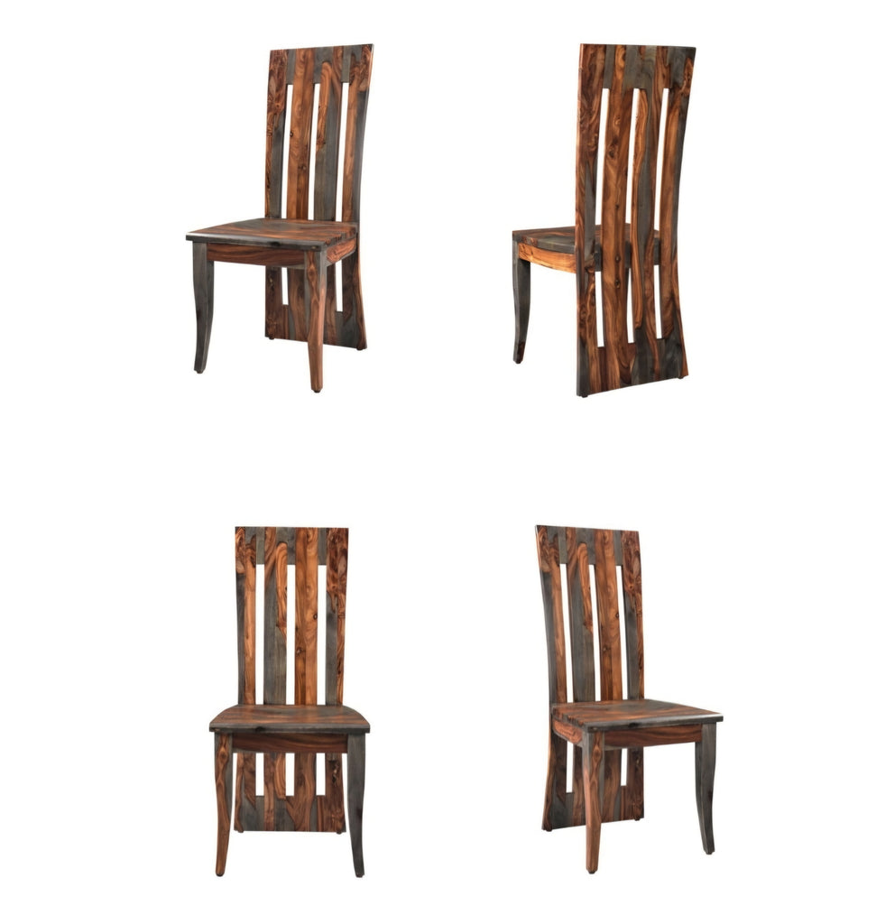 Dining Chair Set Includes 4 Chairs Brand New In Box Solid Wood Weathered Finish Modern Quality