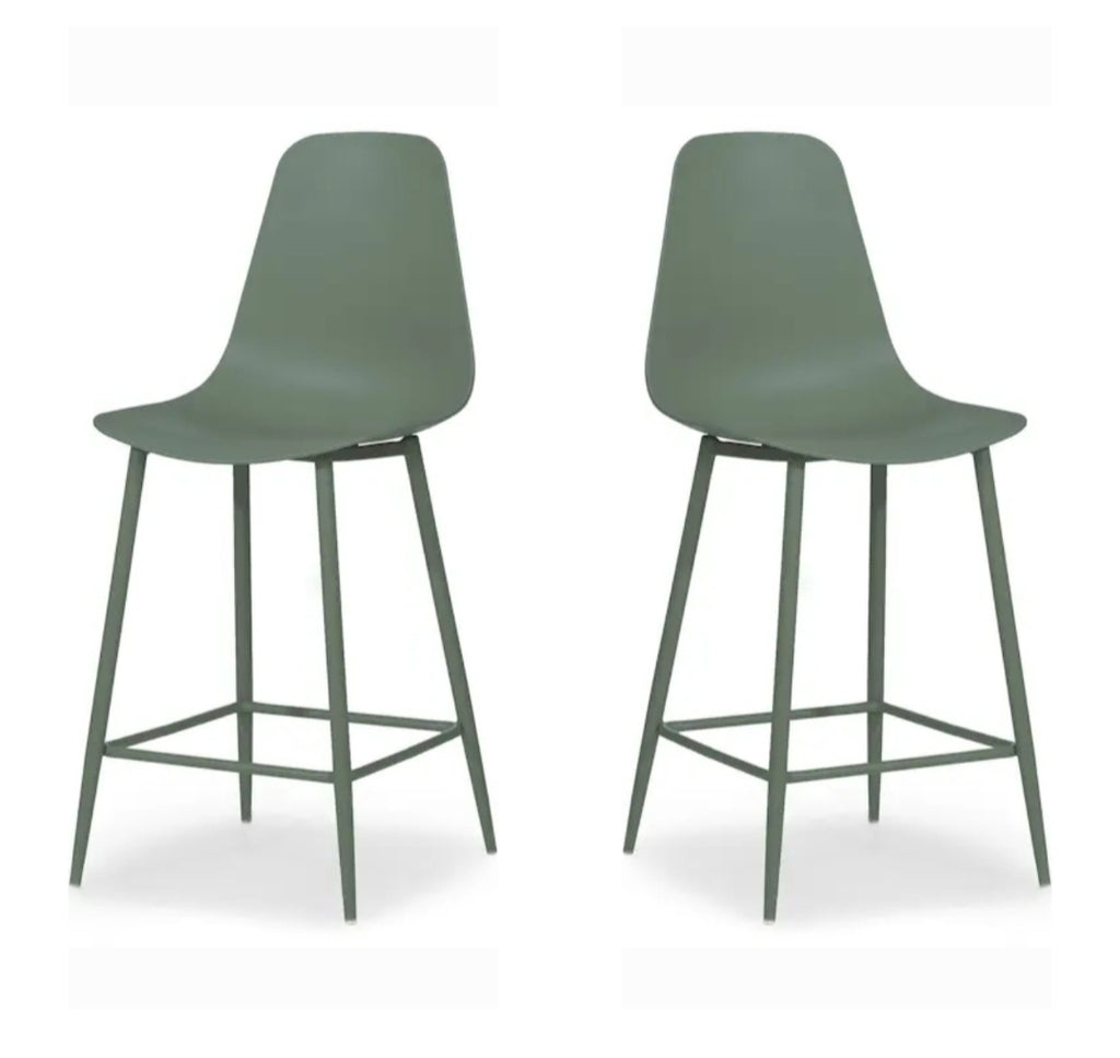 Set of 2 Aloe Green Bar Height Stool New In Box Designer Quaity Comfortable Indoor or Outdoor Patio